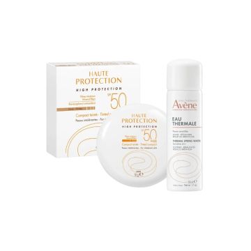 Avene Слънцезащитна минерална крем пудра за лице за чувствителна и нетолерантна кожа SPF50+ Нюанс Меден 10 г + Термална вода спрей 50 мл Комплект
