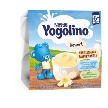 Nestlé YOGOLINO Ванилия млечен десерт, от 6-ия месец, 100 g  х 4 броя в опаковка