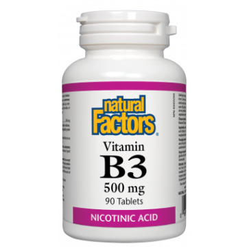 Natural Factors Vitamin B3 Витамин B3 поддържа сърдечно-съдовата система 500 мг х 90 таблетки