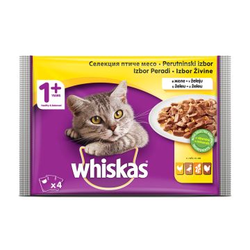 Whiskas Пауч с птиче месо за котки над 1 година 4х100 гр