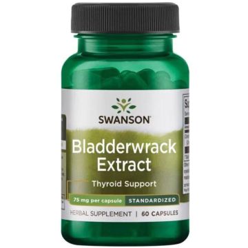 Swanson Bladderwrack Leaves Листа от Мехурчесто Водорасло за щитовидната жлеза х60 капсули