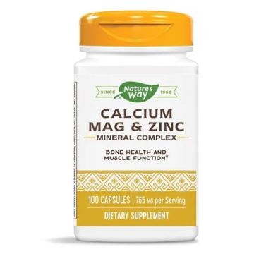 Nature's Way Calcium/Mag/Zinc Калций, магнезий, цинк 166/83/5 мг х100 капсули