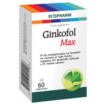 Ginkofol Max с гинко билоба за памет и концентрация 90 мг 60 таблетки Ecopharm