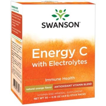 Swanson Energy C with Electrolytes Енерджи C с електролити с вкус на портокал 30 сашета
