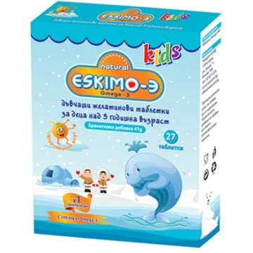 Eskimo-3 Омега 3 за деца 41 гр х27 дъвчащи таблетки Cardinova