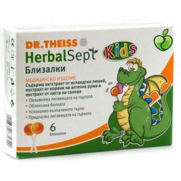 Dr. Theiss HerbalSept Kids Близалки при болки в гърлото х 6 броя