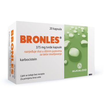 Бронлес с карбоцистеин за по-лесно отхрачване 375 мг х20 капсули Alkaloid