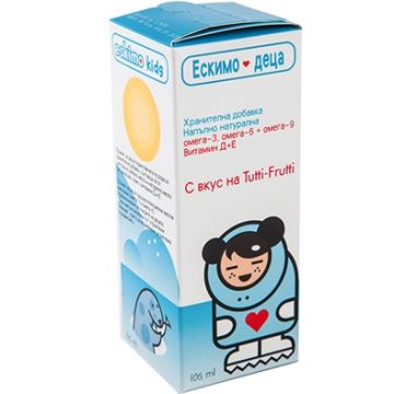 Eskimo Kids Естествено рибено масло за деца Омега 3-6-9 + витамини D и Е х105 мл Cardinova