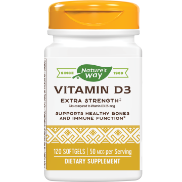 Nature's Way Vitamin D3 Extra Strength Витамин D3 за здрави кости и зъби 2000 IU х120 софтгел капсули