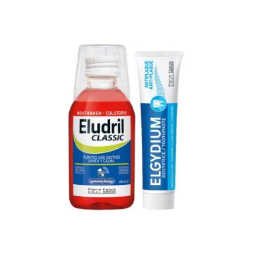 Eludril Classic Вода за уста 200 мл + Elgydium Antiplaque Паста за зъби антиплака 50 мл Комплект