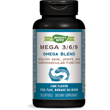 Nature's Way Mega 3/6/9 Omega Blend Омега 3/6/9 бленд с грижа за ставите, кожата и сърцето 1350 мг х90 софтгел капсули