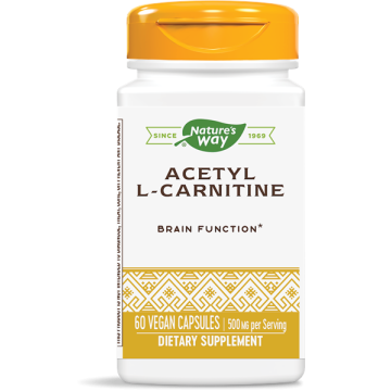 Nature's Way Acetyl L-Carnitine Ацетил L-карнитин за здрава нервна система и подобряване на физическата издръжливост 500 мг х60 V капсули