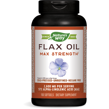 Nature's Way Flax Oil Max Strength Ленено масло 1300 мг х100 софтгел капсули
