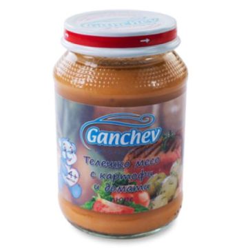 Ganchev Пюре телешко месо с картофи и домати 4М+ 190 гр
