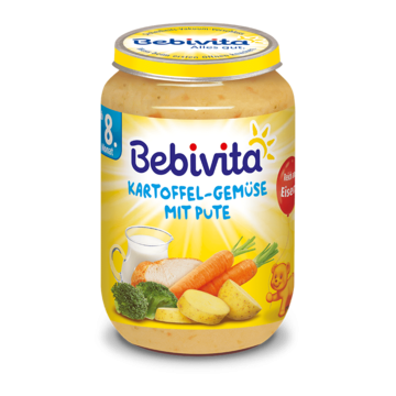 Bebivita пюре картофи, зеленчуци и пуешко без глутен 8М+ 220 гр