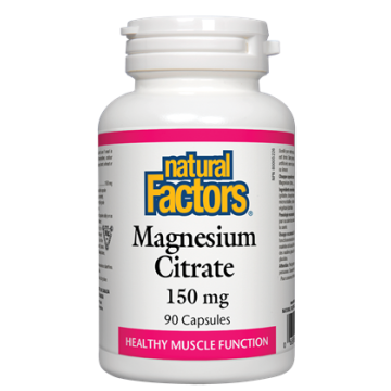 Natural Factors Magnesium Citrate за поддържане на мускулната функция 150 мг х 90 капсули