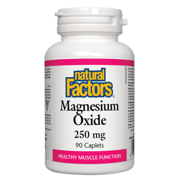 Natural Factors Magnesium Oxide за поддържане на мускулната функция 250 мг х 90 каплети