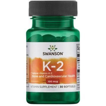 Swanson K-2 Високоефективен Натурален Витамин К2 за костите х30 капсули