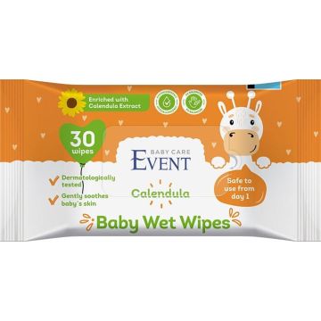  Event Бебешки влажни кърпи с екстракт от невен х 30 броя