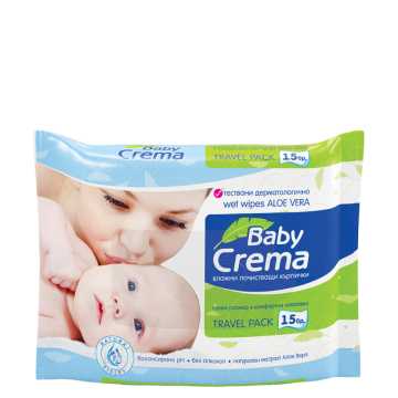 Agiva Baby Crema Бебешки мокри кърпички с екстракт от алое вера х15 бр
