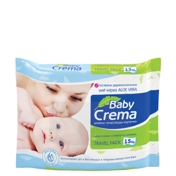 Baby Crema Бебешки мокри кърпички с екстракт от алое вера х15 бр