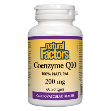 Natural Factors Coenzyme Q10 100% Natural Антиоксидант за енергия и нормална сърдечна функция 200 мг х 60 софтгел капсули