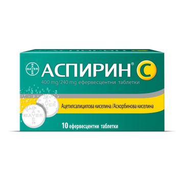 Аспирин C при настинка, грип, температура и мускулни болки х 10 ефервесцентни таблетки Bayer