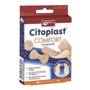 Medica Citoplast Comfort Mix Водоустойчиви лепенки за малки повърхностни рани 4 размера 16 бр