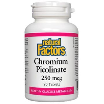 Natural Factors Chromium Picolinate За балансирани нива на кръвната захар 250 мкг 90 таблетки