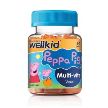 Wellkid Peppa Pig Мултивитамини с вкус на ягода за деца x30 желирани таблетки Vitabiotics 
