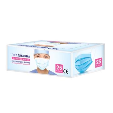 Agiva Медицинска еднократна трислойна маска с интегриран филтър Кутия 25 бр