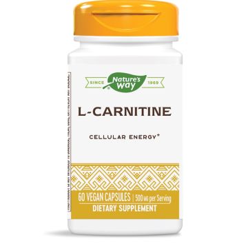Nature's Way L-Carnitine за увеличаване физическата и умствената енергия 500 мг 60 капсули