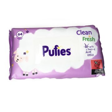 Pufies Clean & Fresh Бебешки мокри кърпички с алое вера 64 бр