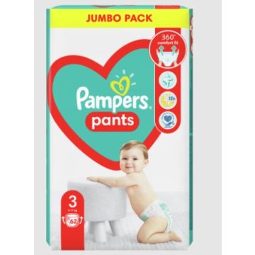 Пелени-гащички Pampers Pants Размер 3 Jumbo Pack 62 бр Procter & Gamble