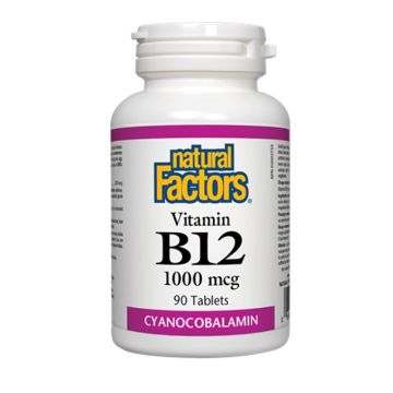  Natural Factors Vitamin B12 Цианкобаламин 1000 мкг х90 таблетки