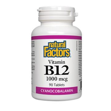 Natural Factors Vitamin B12 Цианокобаламин 1000 мкг х90 таблетки