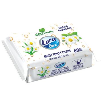 Lara Care Биоразградима влажна тоалетна хартия с екстракт от лайка 60 бр