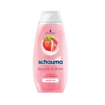 Schauma Nourish & Shine Възстановяващ шампоан за силно увредена коса с екстракт от ягода 400 мл