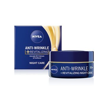 Nivea Anti-Wrinkle Plus Регенериращ нощен крем против бръчки 55+ 50 мл