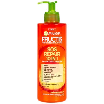 Garnier Fructis SOS Repair Крем за суха и увредена коса 10в1 с масло от амла и течен кератин 400 мл
