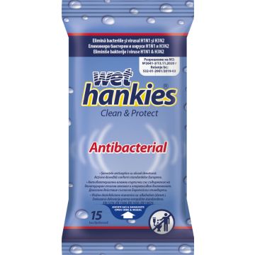 Wet Hankies Антибактериални мокри кърпи х15 бр