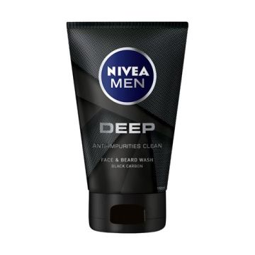Nivea Men Deep Измиващ гел за лице и брада за мъже с черен въглен 100 мл