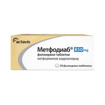 Метфодиаб 850 мг х 30 таблетки Teva