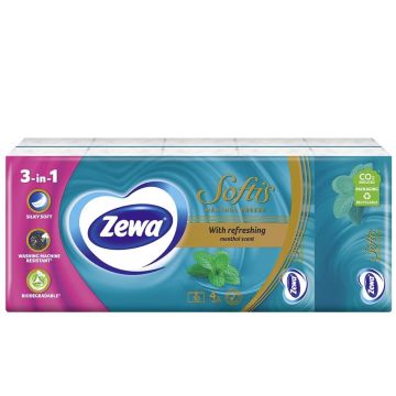 Zewa Softis Menthol Breeze Носни кърпи 4 пласта 10 х 10 бр
