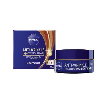 Nivea Anti-Wrinkle Plus Контуриращ нощен крем за лице против бръчки 65+ 50 мл
