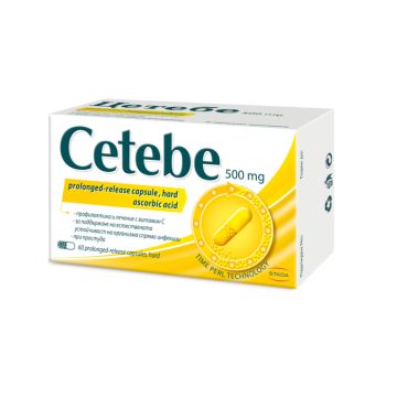 Cetebe Витамин C за висок имунитет 500 мг х60 капсули с удължено освобождаване Stada
