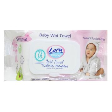 Lara Sensitive Бебешки мокри кърпички за чувствителна кожа с капак 72 бр
