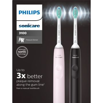 Електрическа звукова четка за зъби черна и розова Philips Sonicare HX3675/15 2 бр Комплект