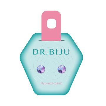 Dr. Biju Hypoallergenic Хипоалергенни обеци с лилави кристали DRI62C003