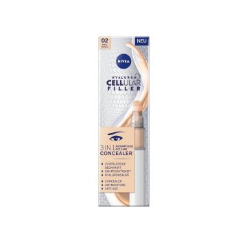 Nivea Hyaluron Cellular Filler 3in1 Околоочен крем против бръчки и коректор 02 Среден тон 4 мл